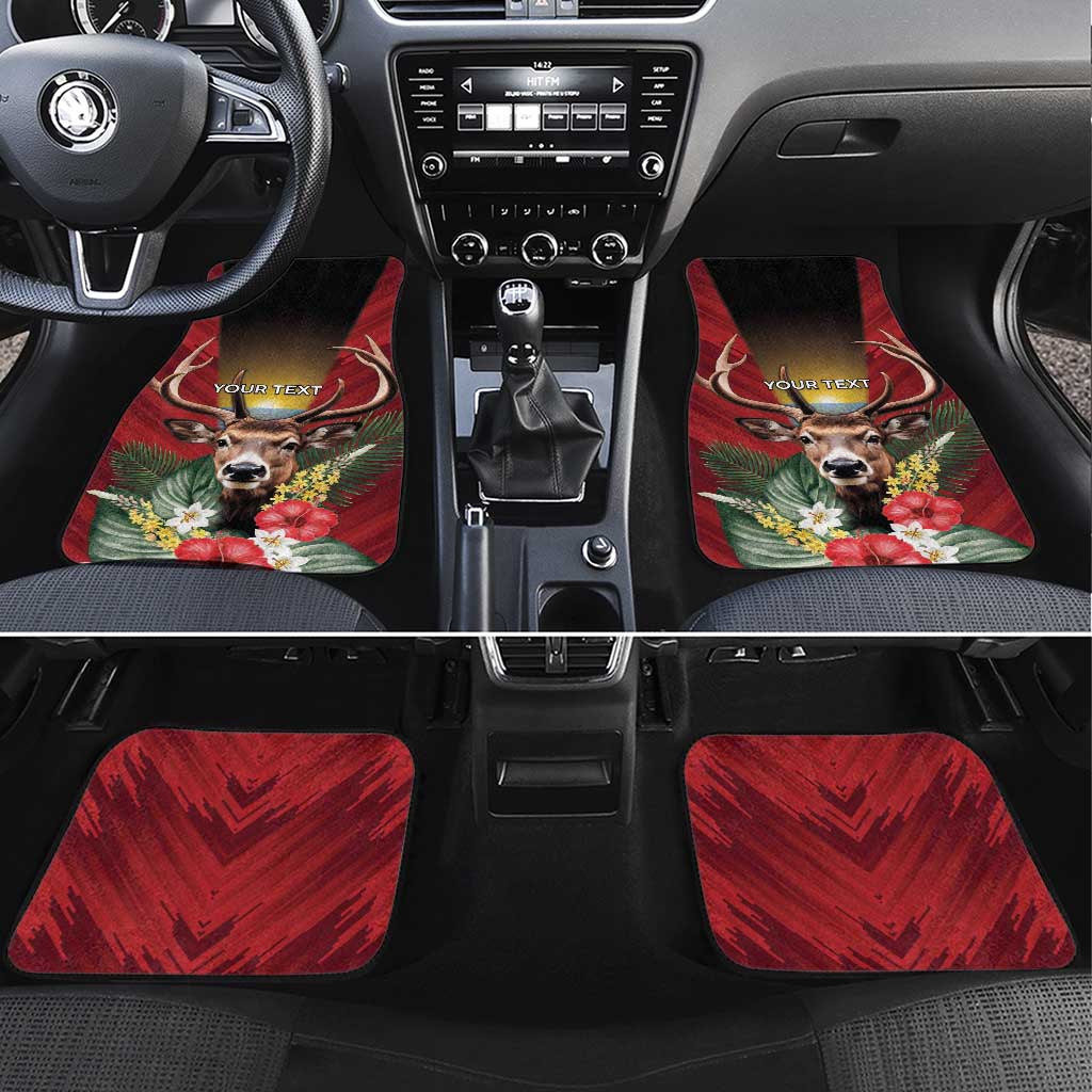Antigua and Barbuda Car Mats Tropical Flowers Stag Deer - Wonder Print Shop