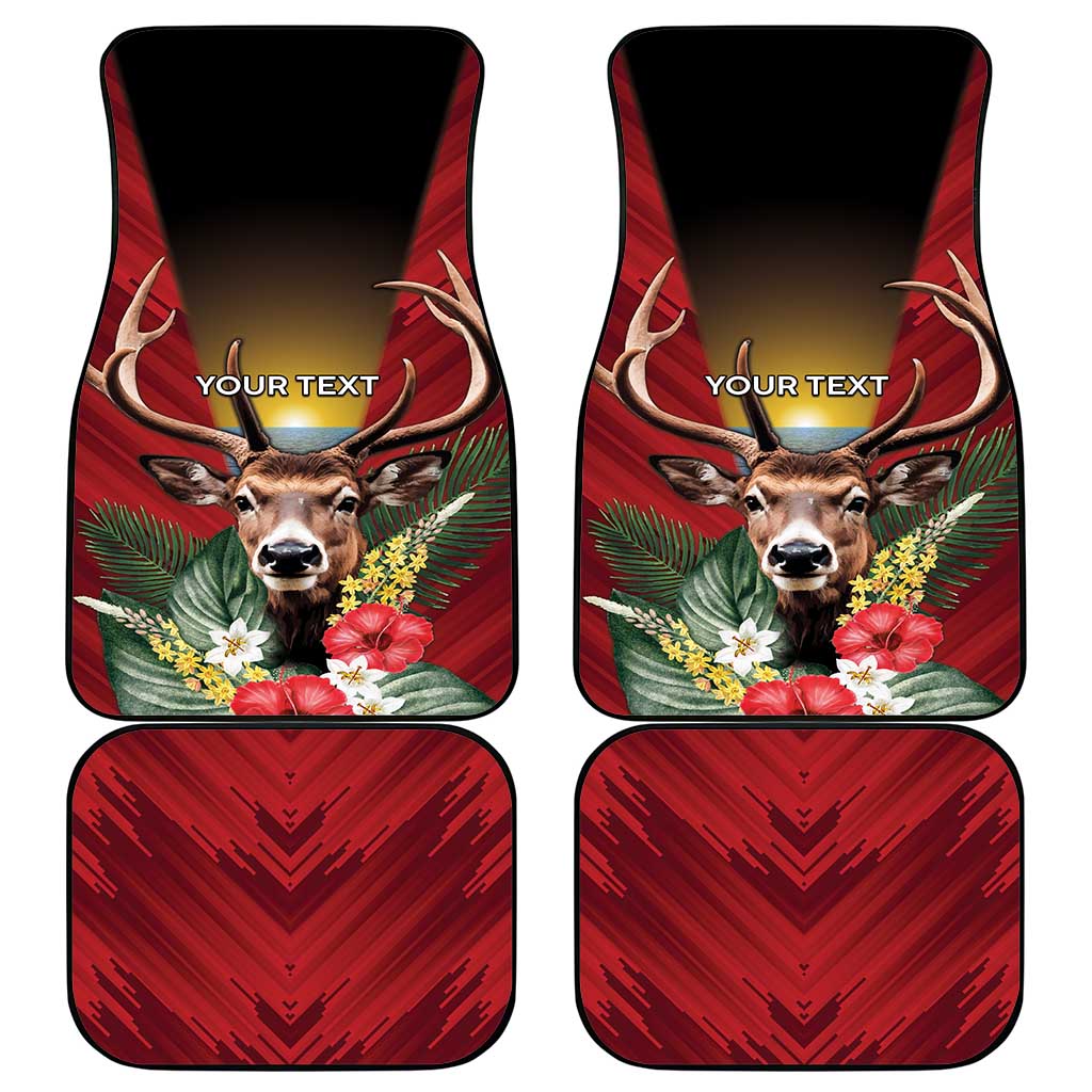 Antigua and Barbuda Car Mats Tropical Flowers Stag Deer - Wonder Print Shop