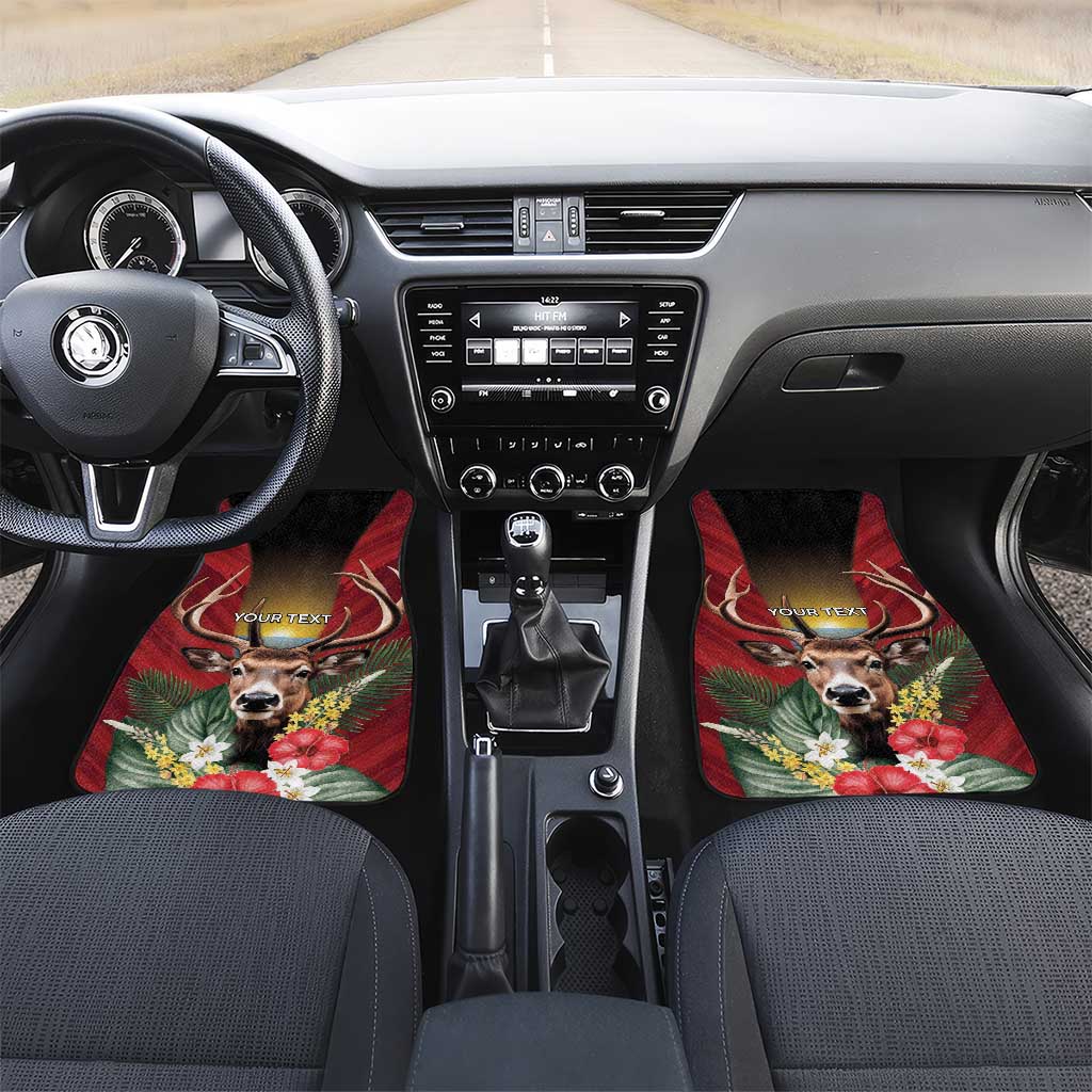 Antigua and Barbuda Car Mats Tropical Flowers Stag Deer - Wonder Print Shop