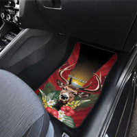 Antigua and Barbuda Car Mats Tropical Flowers Stag Deer - Wonder Print Shop