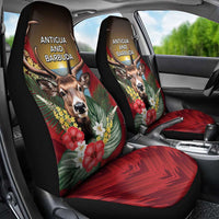 Antigua and Barbuda Car Seat Cover Tropical Flowers Stag Deer - Wonder Print Shop