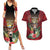 Personalized Antigua and Barbuda Couples Matching Summer Maxi Dress and Hawaiian Shirt Tropical Flowers Stag Deer - Wonder Print Shop