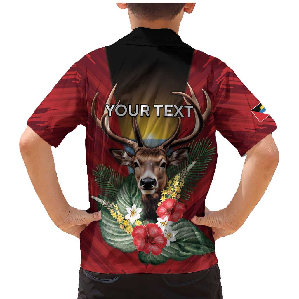 Personalized Antigua and Barbuda Family Matching Mermaid Dress and Hawaiian Shirt Tropical Flowers Stag Deer - Wonder Print Shop