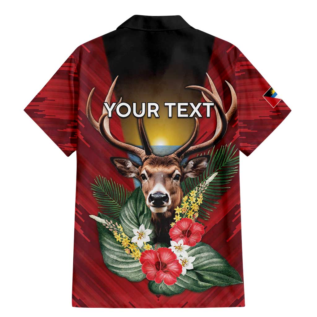 Personalized Antigua and Barbuda Family Matching Mermaid Dress and Hawaiian Shirt Tropical Flowers Stag Deer - Wonder Print Shop
