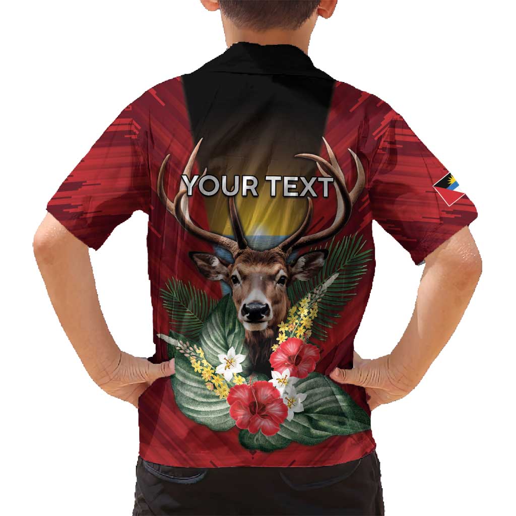 Personalized Antigua and Barbuda Family Matching Summer Maxi Dress and Hawaiian Shirt Tropical Flowers Stag Deer - Wonder Print Shop