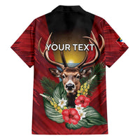 Personalized Antigua and Barbuda Family Matching Summer Maxi Dress and Hawaiian Shirt Tropical Flowers Stag Deer - Wonder Print Shop