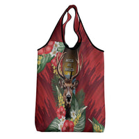 Antigua and Barbuda Grocery Bag Tropical Flowers Stag Deer - Wonder Print Shop