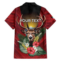 Personalized Antigua and Barbuda Hawaiian Shirt Tropical Flowers Stag Deer - Wonder Print Shop
