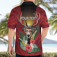 Personalized Antigua and Barbuda Hawaiian Shirt Tropical Flowers Stag Deer - Wonder Print Shop