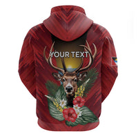 Personalized Antigua and Barbuda Hoodie Tropical Flowers Stag Deer - Wonder Print Shop