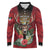 Personalized Antigua and Barbuda Long Sleeve Polo Shirt Tropical Flowers Stag Deer - Wonder Print Shop