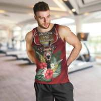 Personalized Antigua and Barbuda Men Tank Top Tropical Flowers Stag Deer - Wonder Print Shop