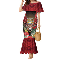 Personalized Antigua and Barbuda Mermaid Dress Tropical Flowers Stag Deer - Wonder Print Shop