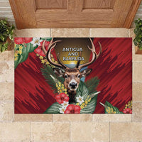 Antigua and Barbuda Rubber Doormat Tropical Flowers Stag Deer - Wonder Print Shop