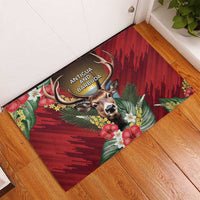 Antigua and Barbuda Rubber Doormat Tropical Flowers Stag Deer - Wonder Print Shop
