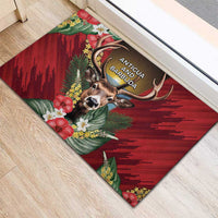 Antigua and Barbuda Rubber Doormat Tropical Flowers Stag Deer - Wonder Print Shop