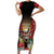 Personalized Antigua and Barbuda Short Sleeve Bodycon Dress Tropical Flowers Stag Deer - Wonder Print Shop