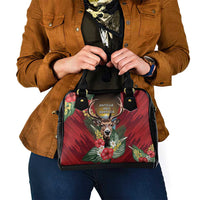 Antigua and Barbuda Shoulder Handbag Tropical Flowers Stag Deer - Wonder Print Shop