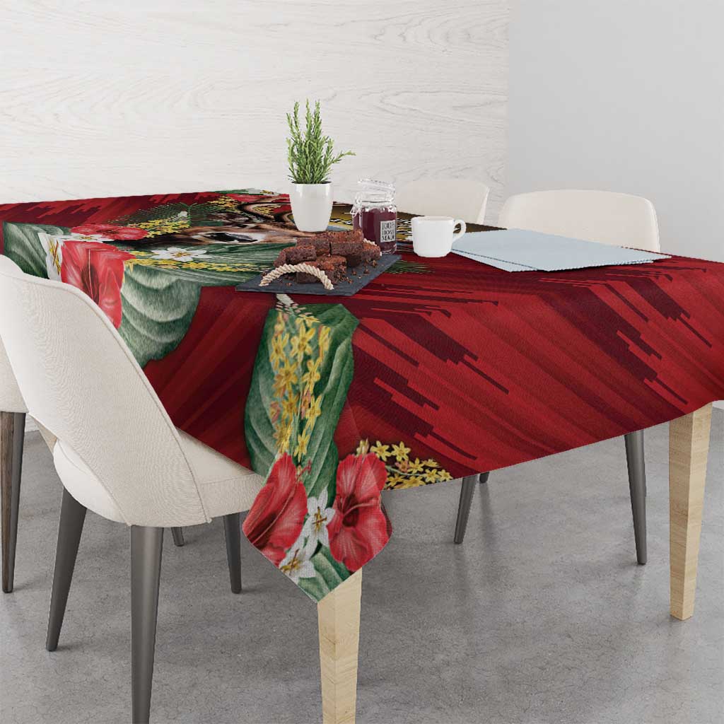 Antigua and Barbuda Tablecloth Tropical Flowers Stag Deer - Wonder Print Shop