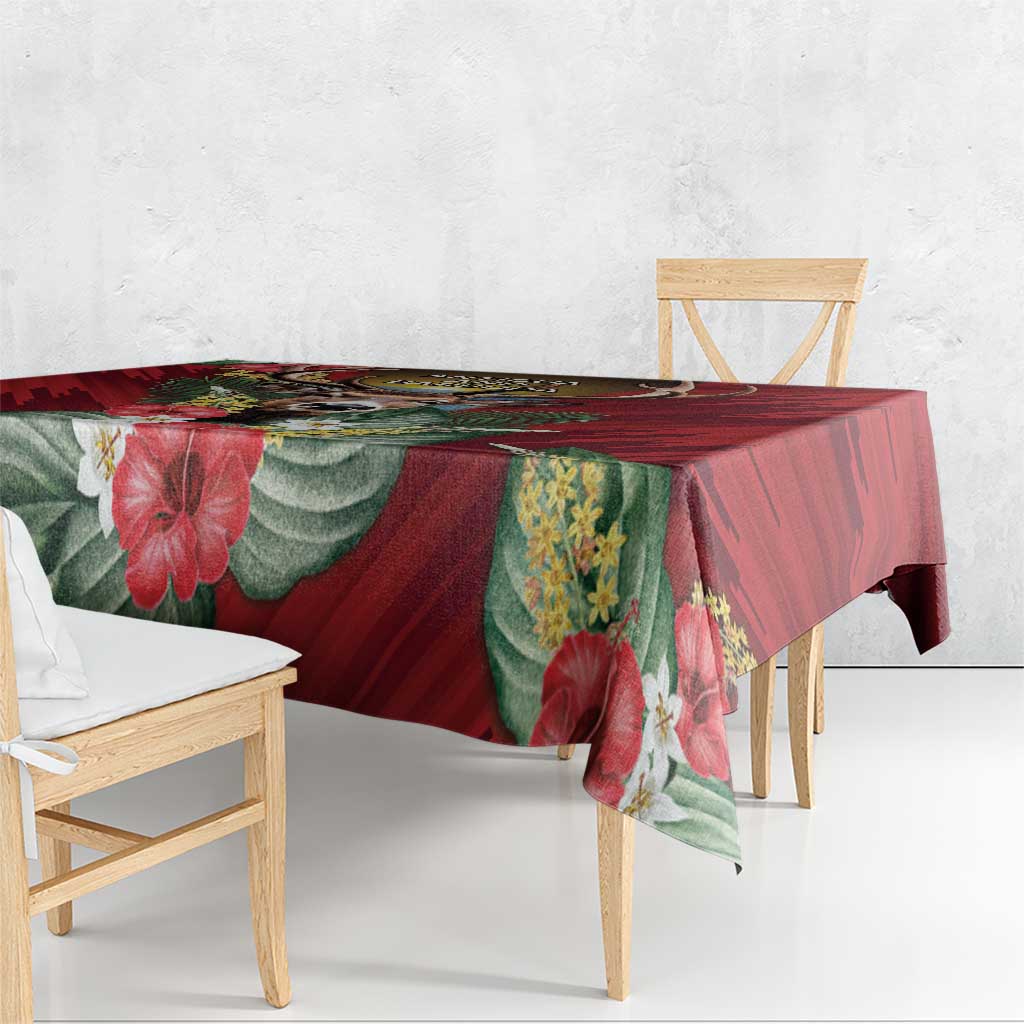 Antigua and Barbuda Tablecloth Tropical Flowers Stag Deer - Wonder Print Shop