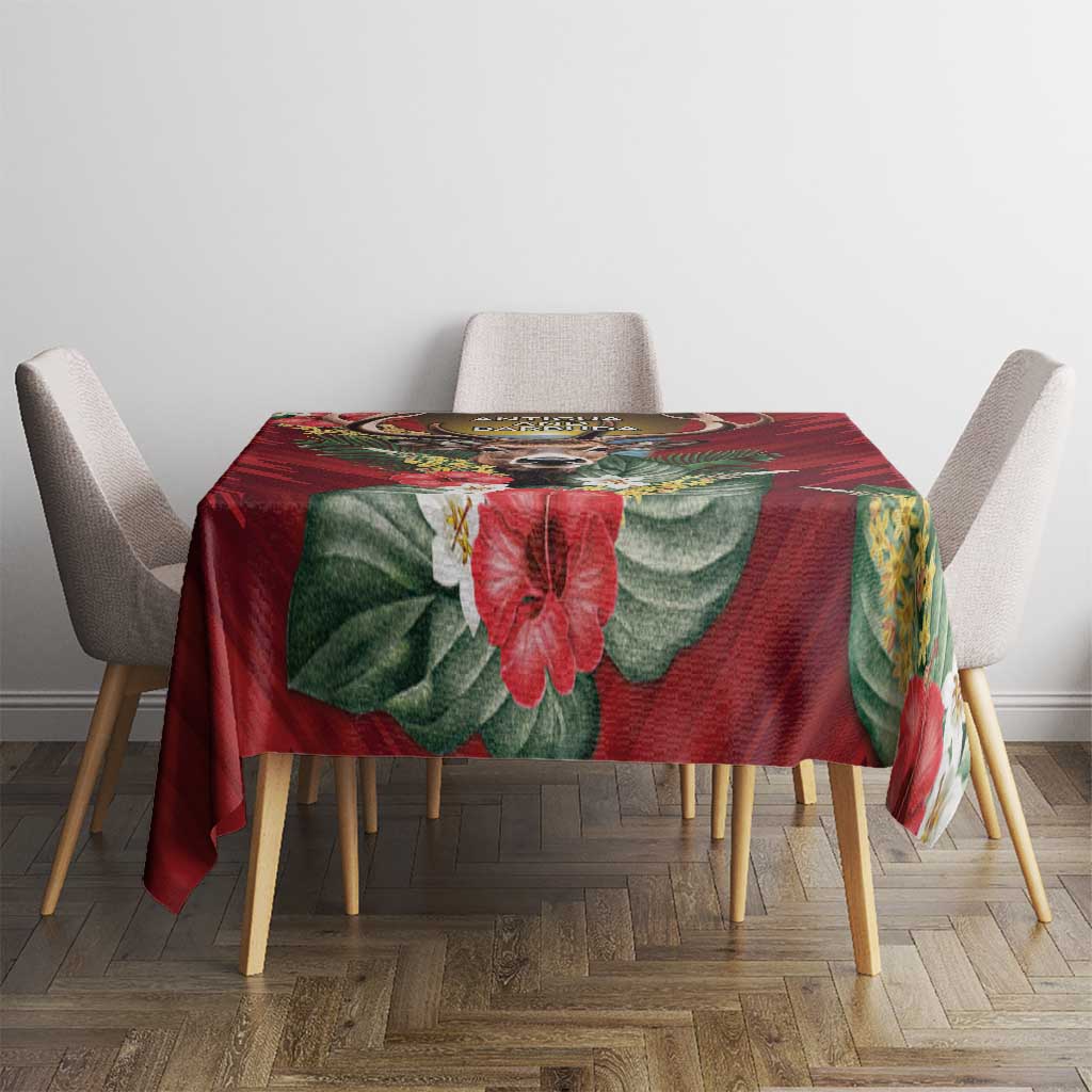 Antigua and Barbuda Tablecloth Tropical Flowers Stag Deer - Wonder Print Shop