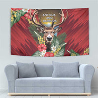 Antigua and Barbuda Tapestry Tropical Flowers Stag Deer - Wonder Print Shop
