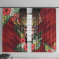 Antigua and Barbuda Window Curtain Tropical Flowers Stag Deer - Wonder Print Shop