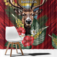 Antigua and Barbuda Window Curtain Tropical Flowers Stag Deer - Wonder Print Shop
