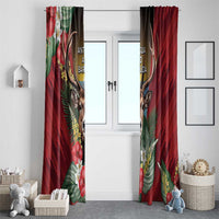 Antigua and Barbuda Window Curtain Tropical Flowers Stag Deer - Wonder Print Shop