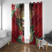 Antigua and Barbuda Window Curtain Tropical Flowers Stag Deer - Wonder Print Shop