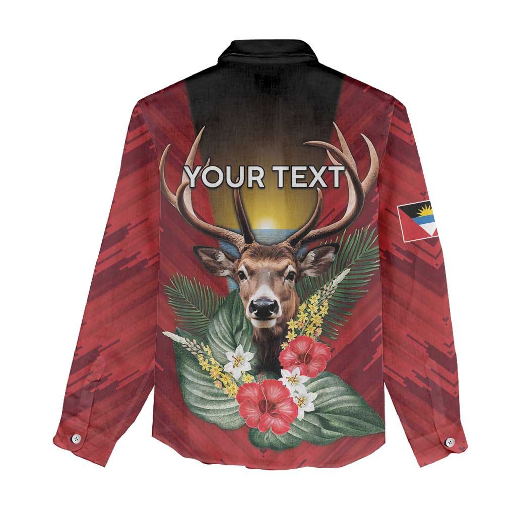 Personalized Antigua and Barbuda Women Casual Shirt Tropical Flowers Stag Deer - Wonder Print Shop