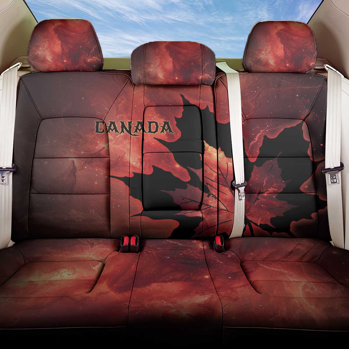 Canada Maple Leaf Back Car Seat Cover Red Galaxy Style - Wonder Print Shop