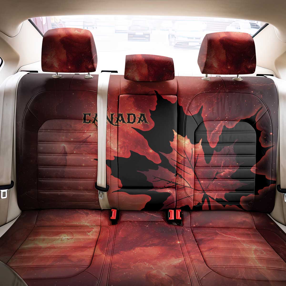 Canada Maple Leaf Back Car Seat Cover Red Galaxy Style - Wonder Print Shop