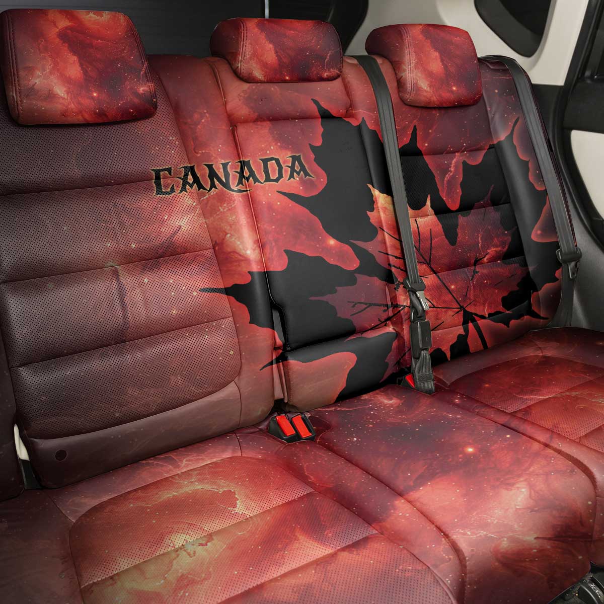 Canada Maple Leaf Back Car Seat Cover Red Galaxy Style - Wonder Print Shop