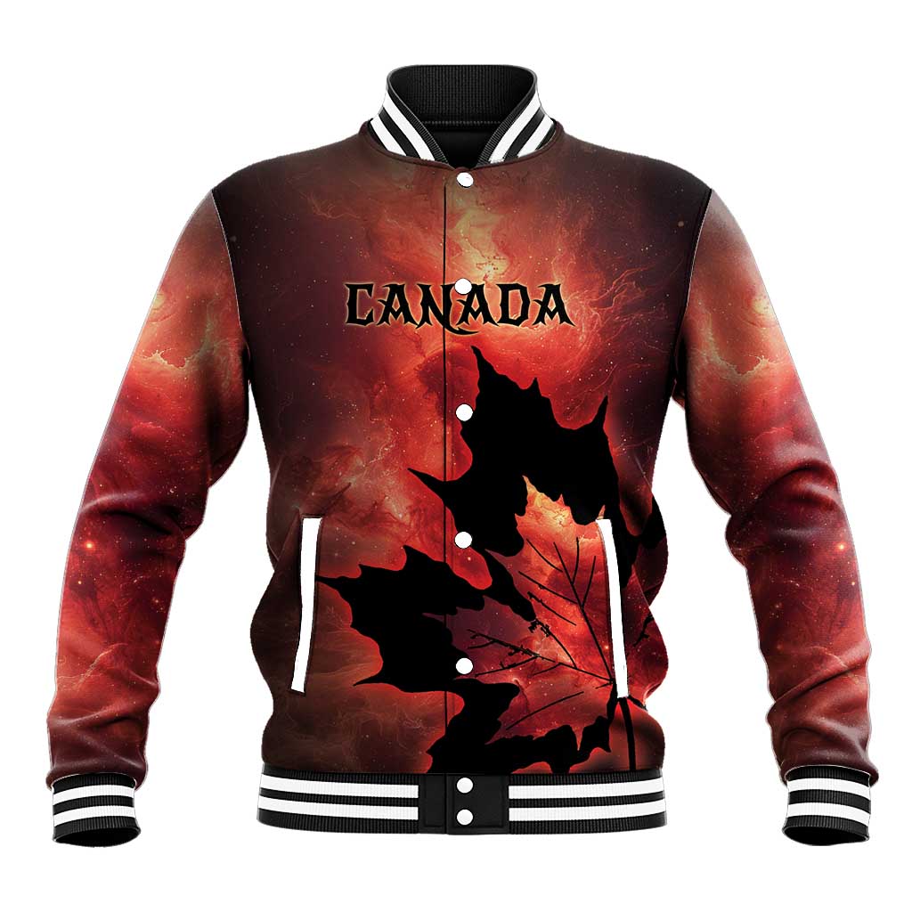 Personalized Canada Maple Leaf Baseball Jacket Red Galaxy Style - Wonder Print Shop