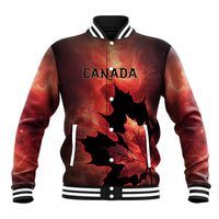 Personalized Canada Maple Leaf Baseball Jacket Red Galaxy Style - Wonder Print Shop