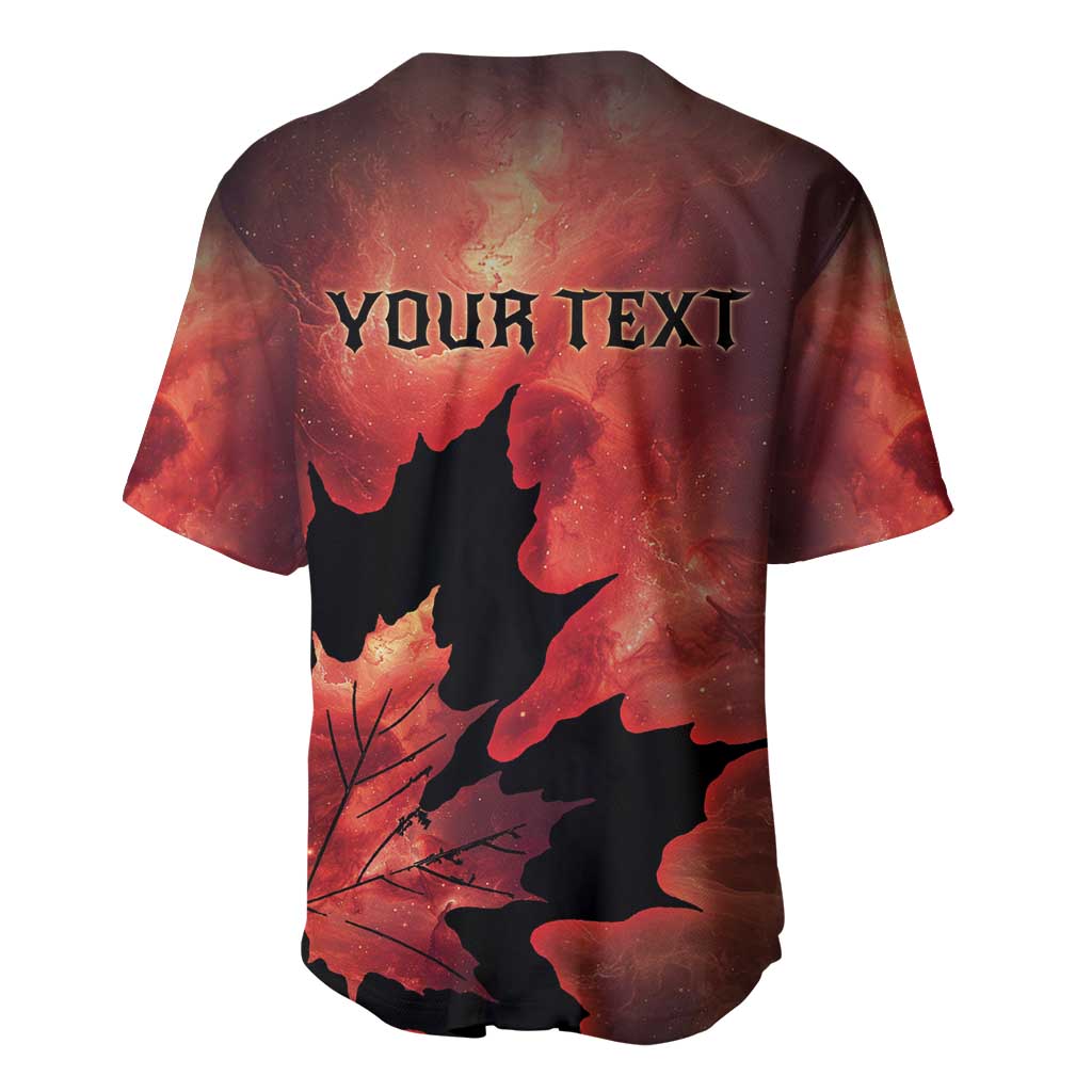 Personalized Canada Maple Leaf Baseball Jersey Red Galaxy Style - Wonder Print Shop