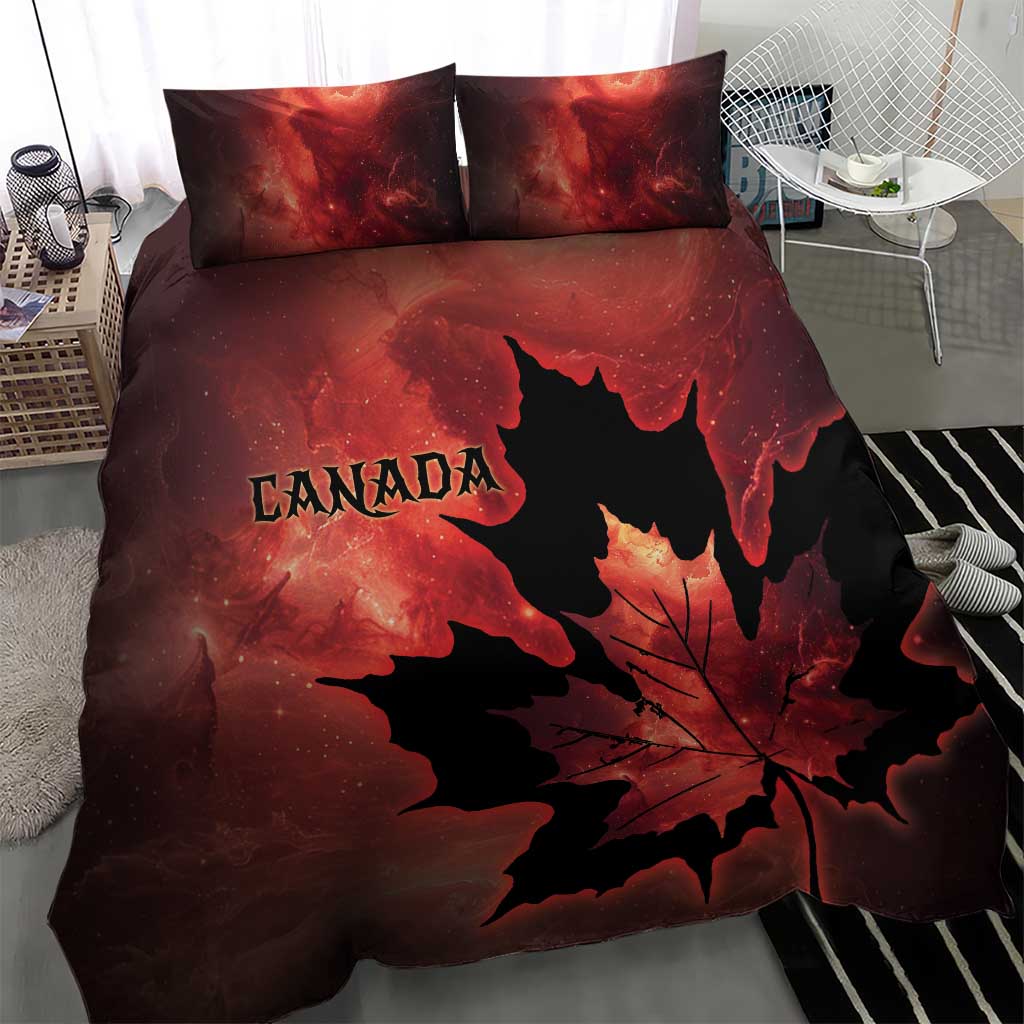 Canada Maple Leaf Bedding Set Red Galaxy Style - Wonder Print Shop
