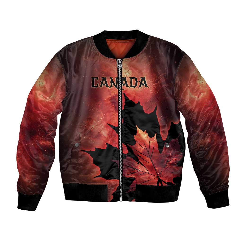 Personalized Canada Maple Leaf Bomber Jacket Red Galaxy Style - Wonder Print Shop