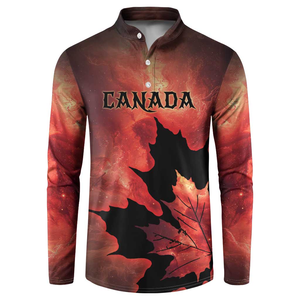 Personalized Canada Maple Leaf Button Sweatshirt Red Galaxy Style - Wonder Print Shop