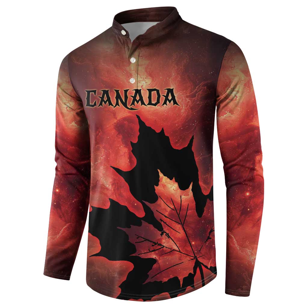 Personalized Canada Maple Leaf Button Sweatshirt Red Galaxy Style - Wonder Print Shop