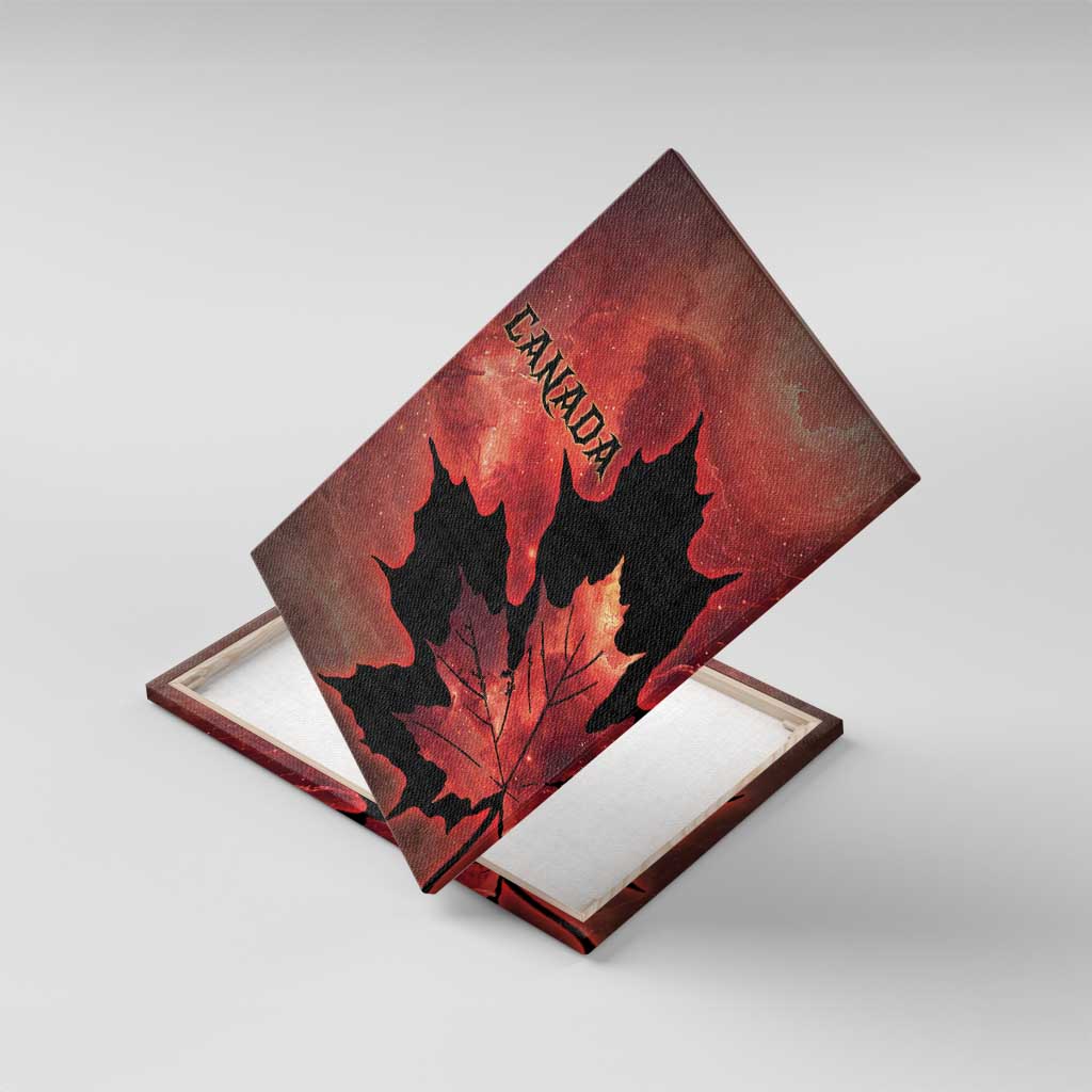 Canada Maple Leaf Canvas Wall Art Red Galaxy Style - Wonder Print Shop