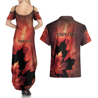 Personalized Canada Maple Leaf Couples Matching Summer Maxi Dress and Hawaiian Shirt Red Galaxy Style - Wonder Print Shop