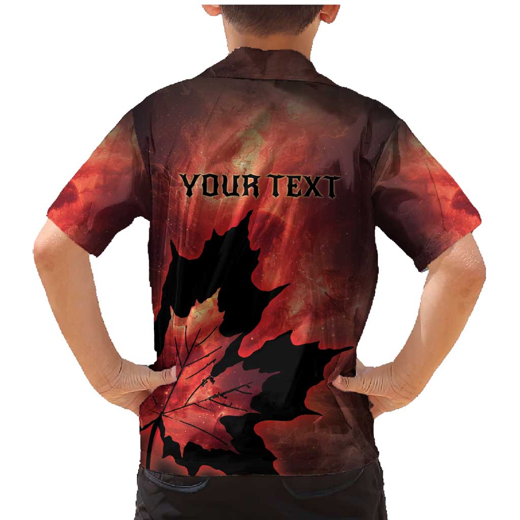 Personalized Canada Maple Leaf Family Matching Mermaid Dress and Hawaiian Shirt Red Galaxy Style - Wonder Print Shop