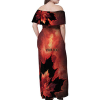 Personalized Canada Maple Leaf Family Matching Off Shoulder Maxi Dress and Hawaiian Shirt Red Galaxy Style - Wonder Print Shop