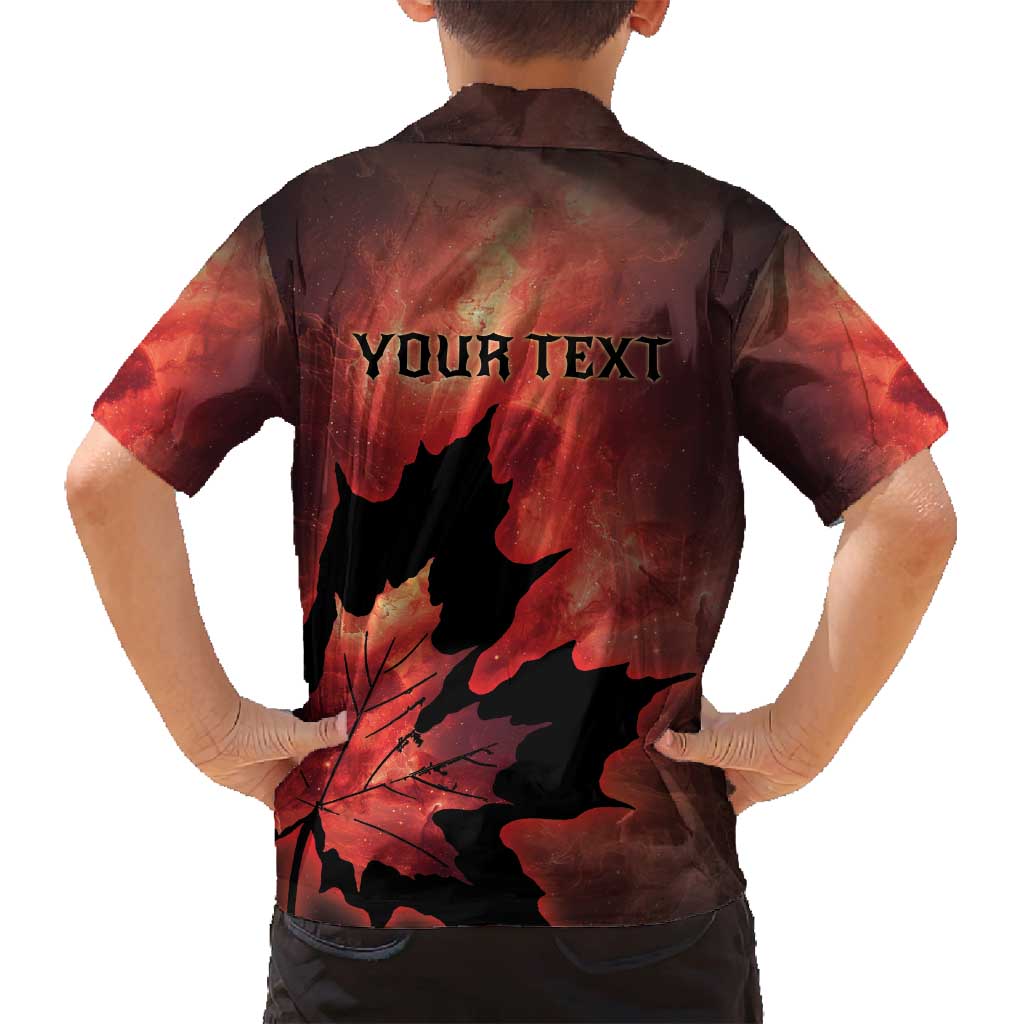 Personalized Canada Maple Leaf Family Matching Off Shoulder Short Dress and Hawaiian Shirt Red Galaxy Style - Wonder Print Shop