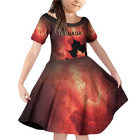 Personalized Canada Maple Leaf Family Matching Off Shoulder Short Dress and Hawaiian Shirt Red Galaxy Style - Wonder Print Shop