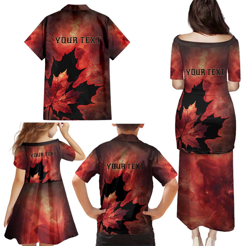 Personalized Canada Maple Leaf Family Matching Puletasi and Hawaiian Shirt Red Galaxy Style - Wonder Print Shop