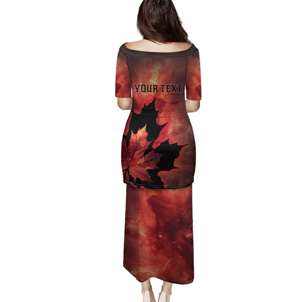 Personalized Canada Maple Leaf Family Matching Puletasi and Hawaiian Shirt Red Galaxy Style - Wonder Print Shop