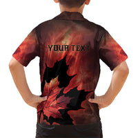 Personalized Canada Maple Leaf Family Matching Short Sleeve Bodycon Dress and Hawaiian Shirt Red Galaxy Style - Wonder Print Shop